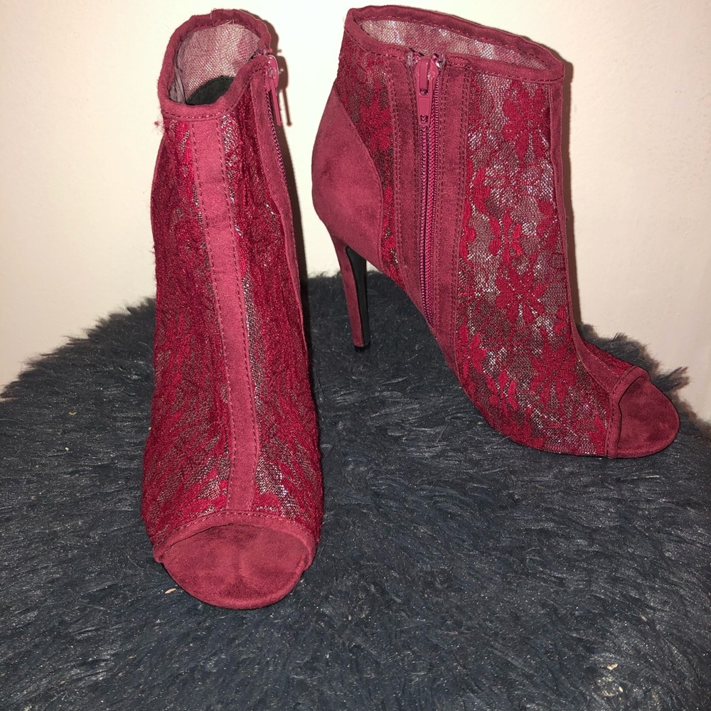 Maroon Heel Booties - Size 8